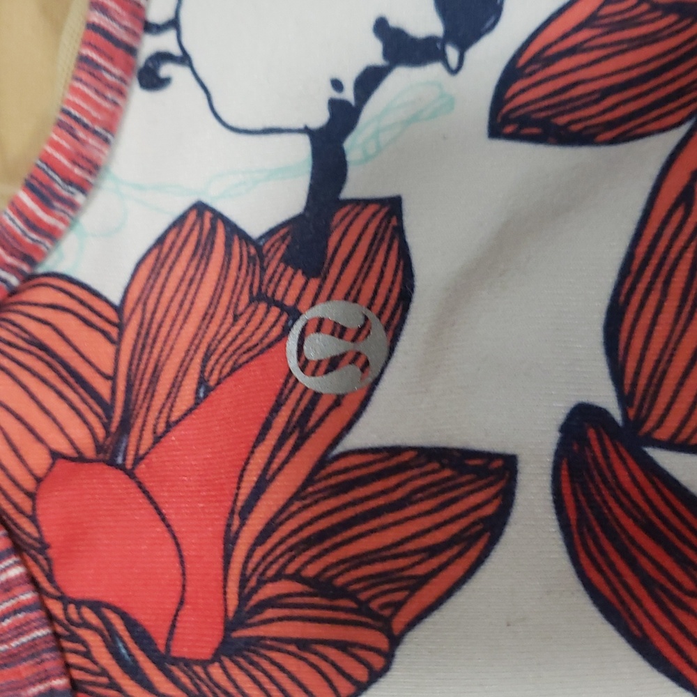 (6) Lululemon Athletica Floral Racerbacm Tank Top Running Yoga Activewear Gym - Picture 7 of 8